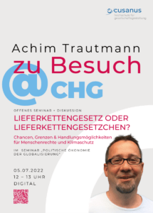 Auf dem Plakat steht in schwarzen, pinken und blauen Lettern 