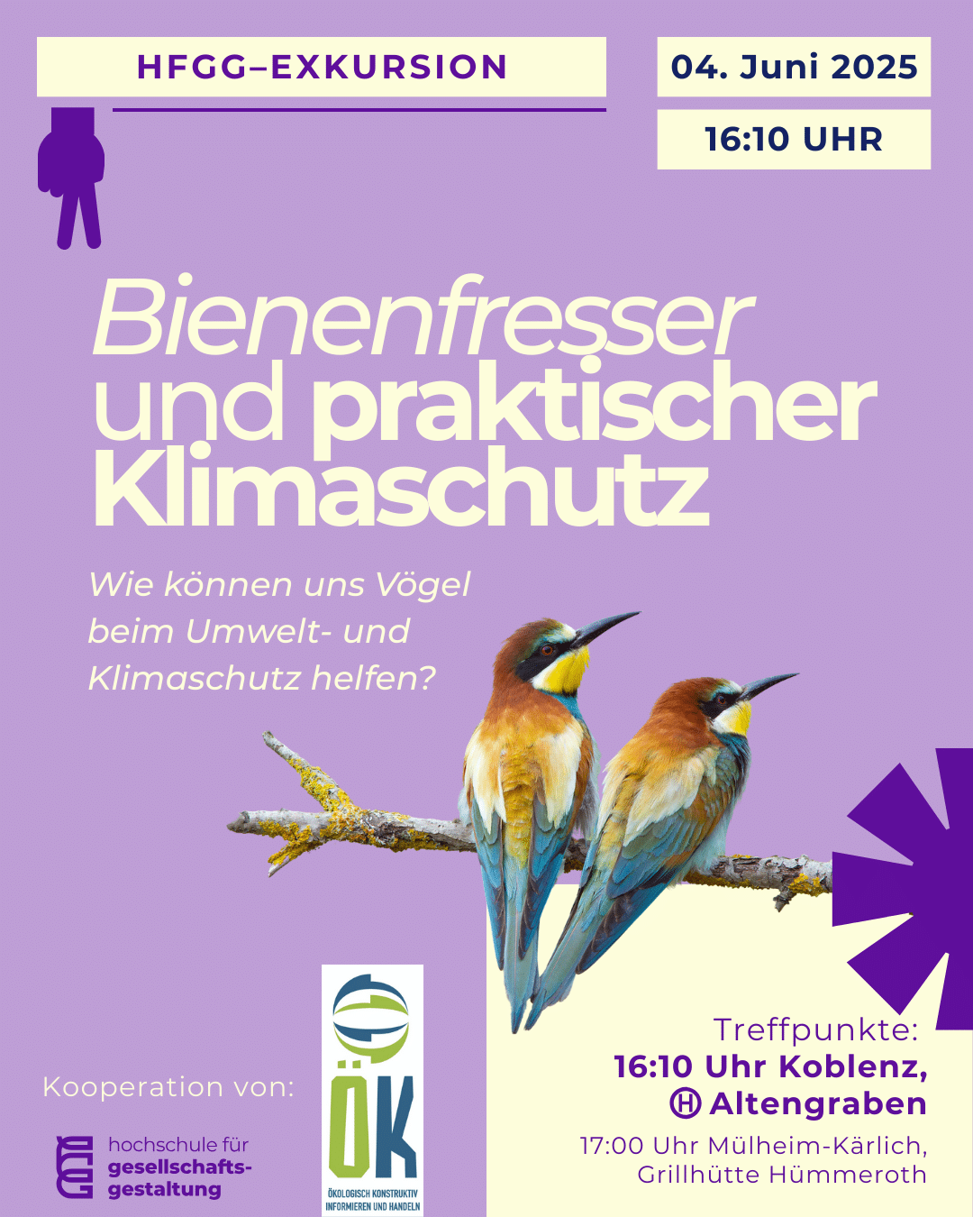 Exkursion der HfGG zu Bienenfressern und praktischem Klimaschutz.