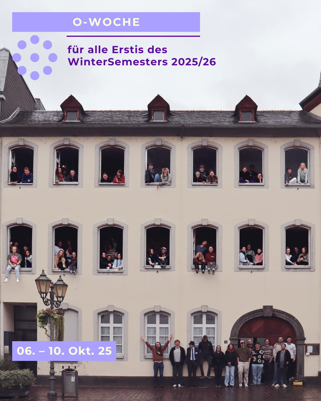 Die Orientierungswoche (O-Woche) für das Wintersemester 2025/2026 an der Hochschule für Gesellschaftsgestaltung in Koblenz findet vom 06. bis 10. Oktober 2025 statt.