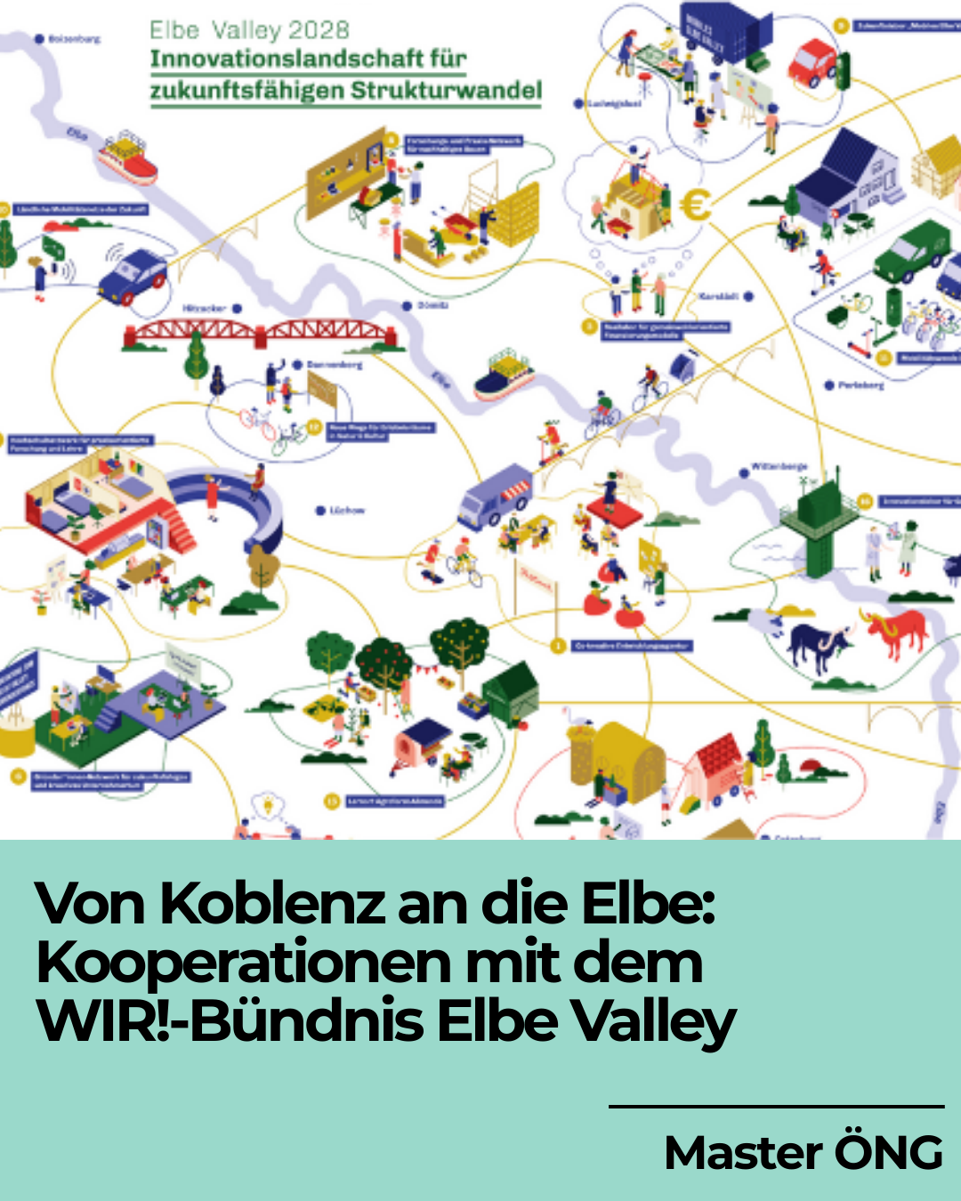 Illustration zum Studi-Projekt des Masters der Hochschule für Gesellschaftsgestaltung in Kooperation mit dem WIR!-Bündnis ELbe Valley