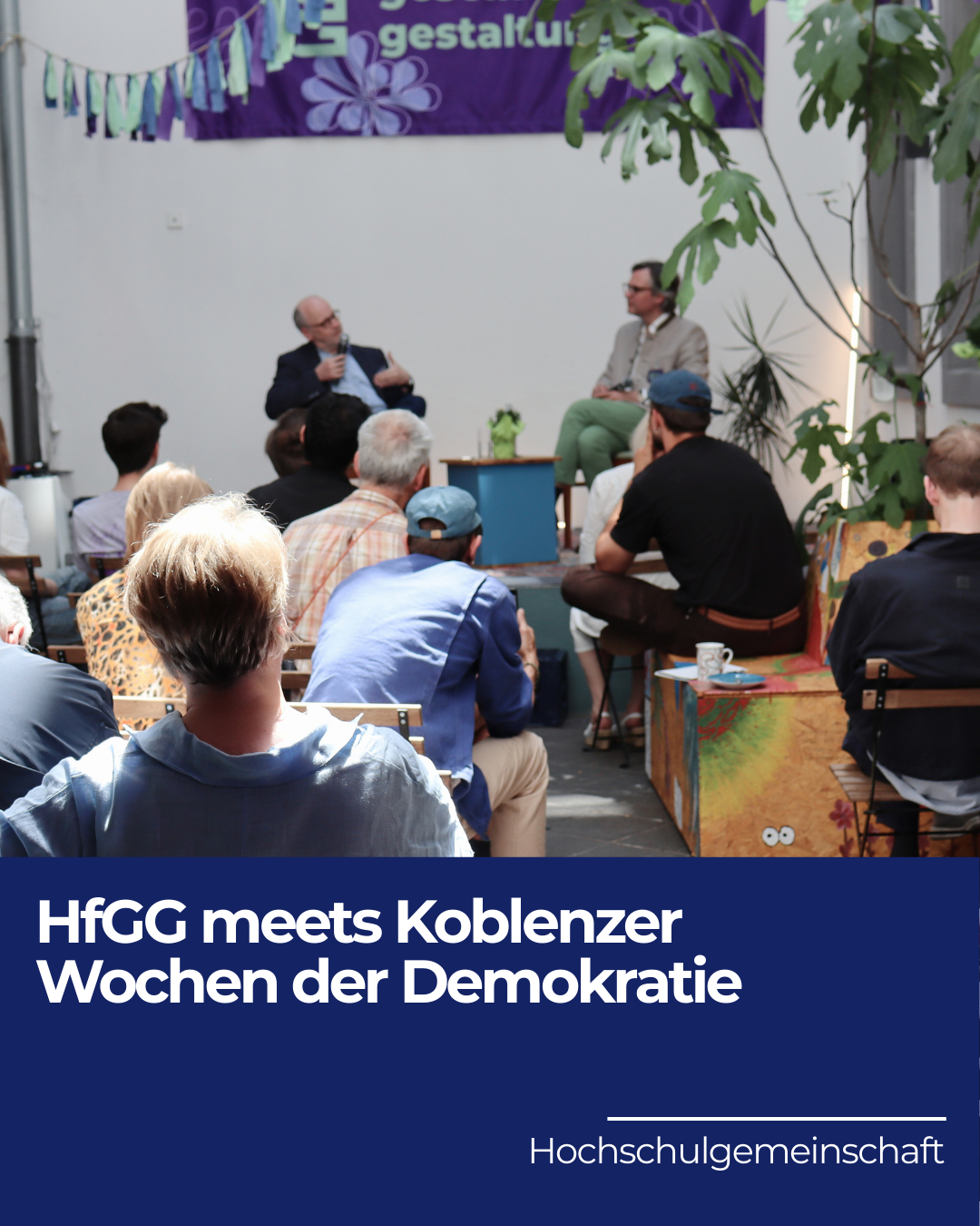 Veranstaltung im Lichthof der Hochschule für Gesellschaftsgestaltung im Rahmen der Koblenzer Wochen der Demokratie