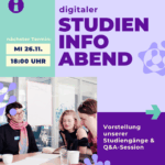 Der Studien-Info-Abend der Hochschule für Gesellschaftsgestaltung Koblenz im November 2025 findet am 26.11.2025 digital statt. Mehr Informationen gibt es im verknüpften Event!