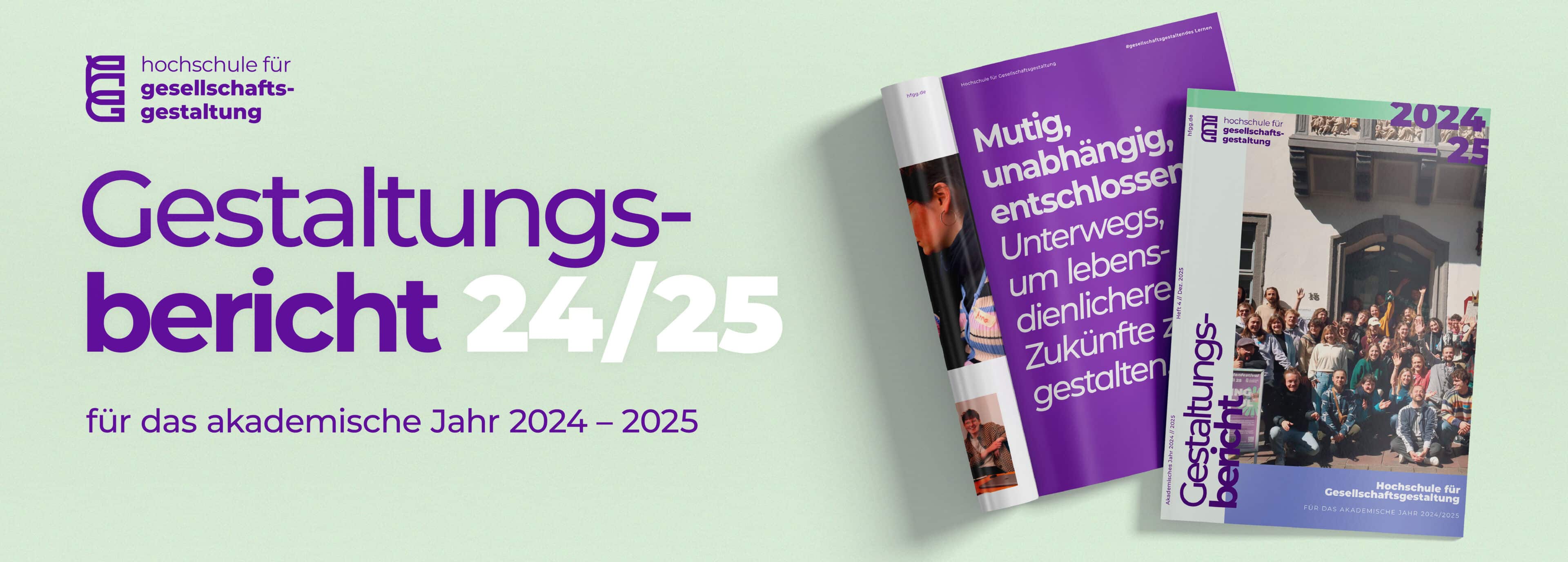 Link zur Newsmeldung zum HfGG-Gestaltungsbericht 24/25 für das akademische Jahr 2024 - 2025